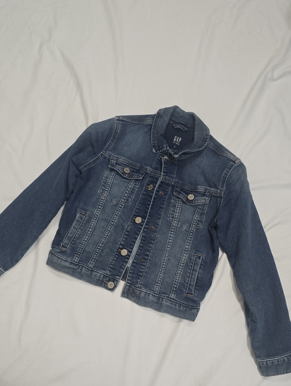 GAP Kids Dark Blue Denim Jacket - Button-Front Trucker